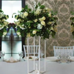 Glossy White Metal Wedding Flower Stand, Geometric Vase Column Centerpiece -Home Decor Promotional Store IRON STND01 24 WHT D01