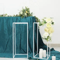 Glossy White Metal Wedding Flower Stand, Geometric Vase Column Centerpiece -Home Decor Promotional Store IRON STND01 24 WHT D17