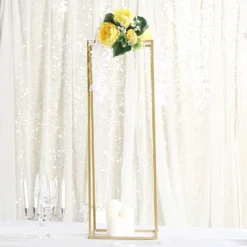 Rectangular Gold Metal Home Accent Flower Stand, Geometric Centerpiece Vases 39 Rectangular Gold Metal Home Accent Flower Stand, Geometric Centerpiece Vases -Home Decor Promotional Store IRON STND01 32 GOLD D01