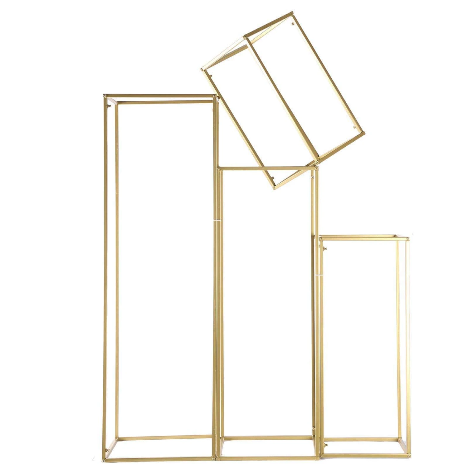 Rectangular Gold Metal Home Accent Flower Stand, Geometric Centerpiece Vases 6 Rectangular Gold Metal Home Accent Flower Stand, Geometric Centerpiece Vases - Image 6