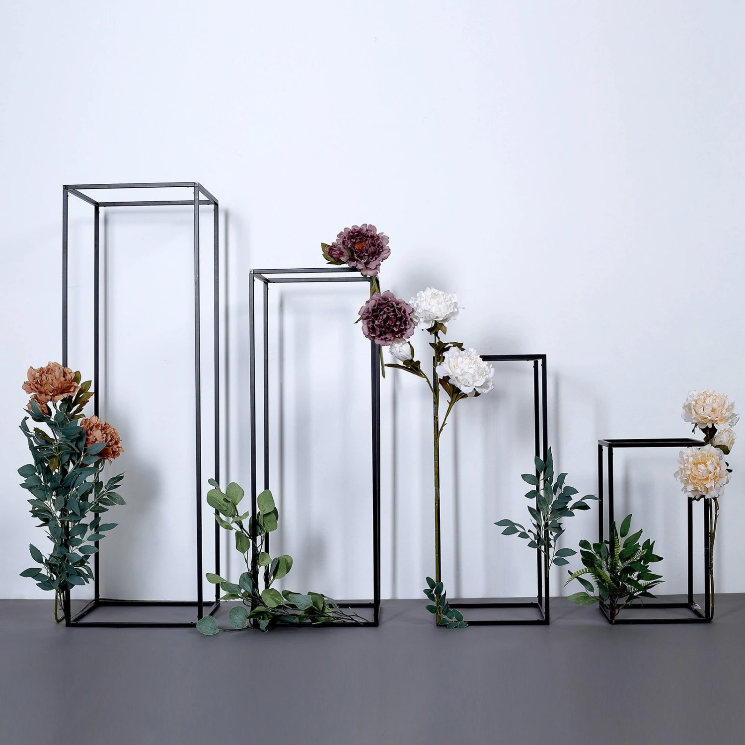 Rectangular Matte Black Metal Flower Stand, Geometric Centerpiece Vases 7 Rectangular Matte Black Metal Flower Stand, Geometric Centerpiece Vases - Image 7
