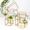 2 Pack Square Gold Metal Home Accent Flower Stand, Geometric Centerpiece Vases