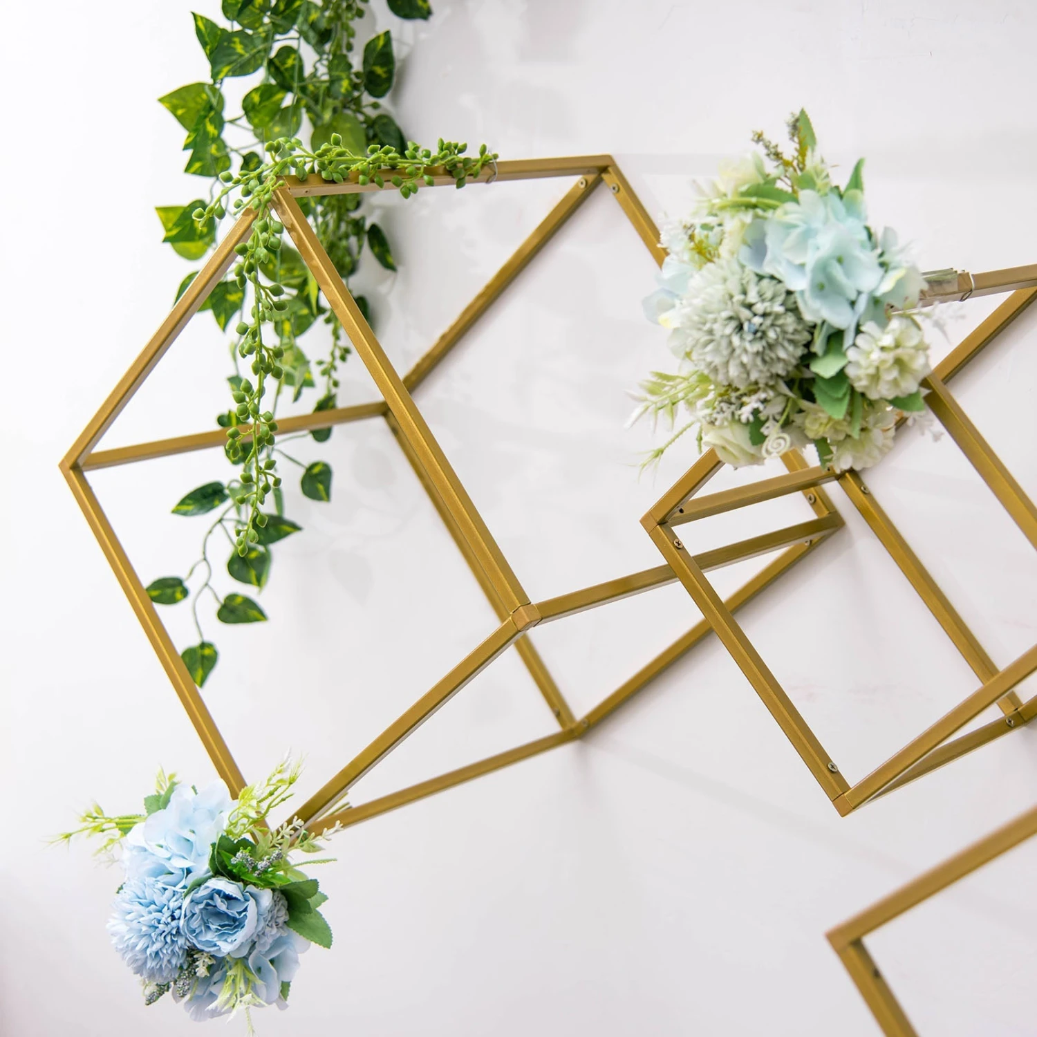 2 Pack Square Gold Metal Home Accent Flower Stand, Geometric Centerpiece Vases 5 2 Pack Square Gold Metal Home Accent Flower Stand, Geometric Centerpiece Vases - Image 5