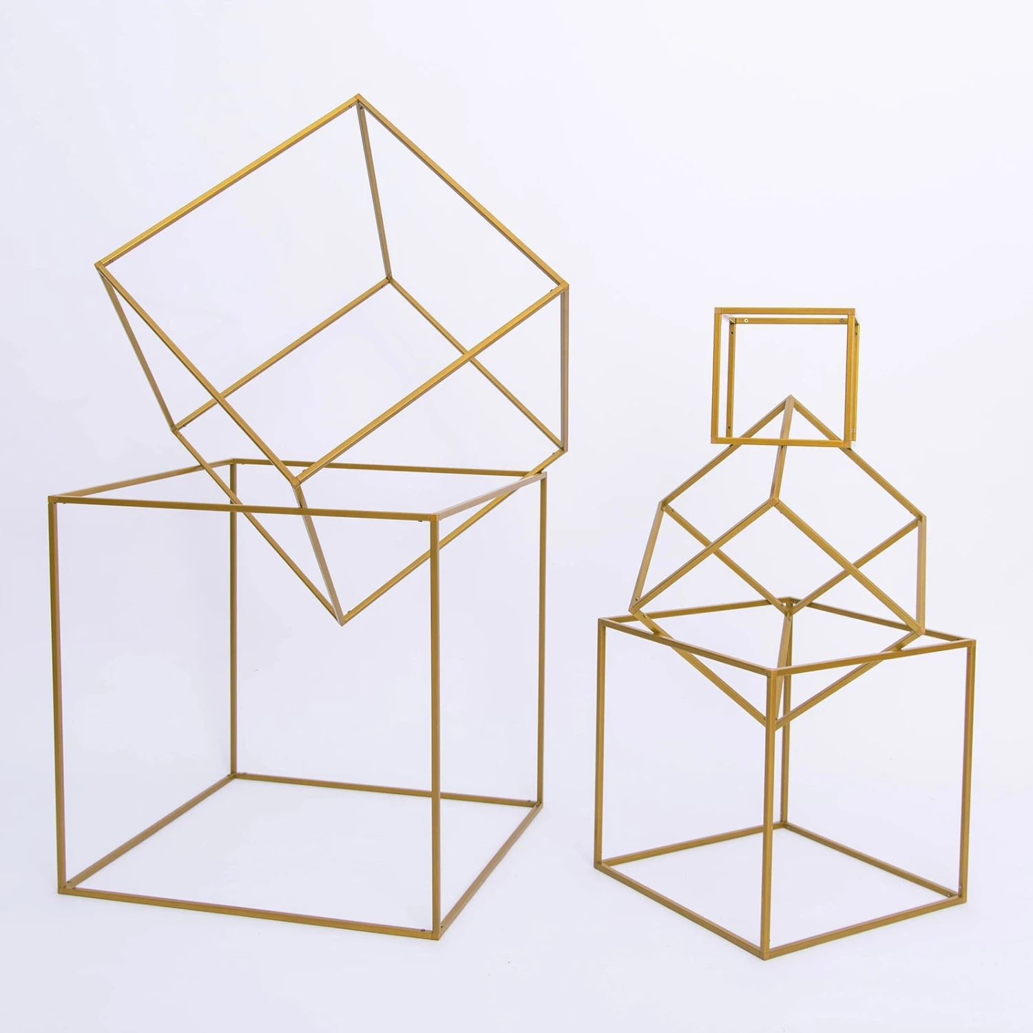 2 Pack Square Gold Metal Home Accent Flower Stand, Geometric Centerpiece Vases 8 2 Pack Square Gold Metal Home Accent Flower Stand, Geometric Centerpiece Vases - Image 8