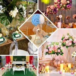 Reversible Gold Metal Geometric Flower Vase Stands, Pedestal Columns Centerpiece -Home Decor Promotional Store IRON STND04 EBC2