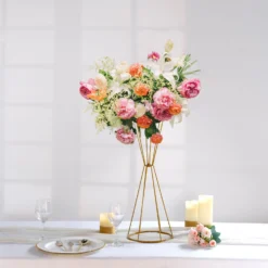 Reversible Gold Metal Geometric Flower Vase Stands, Pedestal Columns Centerpiece -Home Decor Promotional Store IRON STND04 L GOLD 01.progressive f97711f3 ff90 4c15 b4ac 8c898638d91a