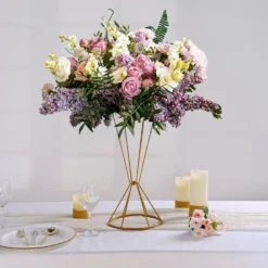 Reversible Gold Metal Geometric Flower Vase Stands, Pedestal Columns Centerpiece -Home Decor Promotional Store IRON STND04 S GOLD 01.progressive aa564d32 e97f 4980 bcd4 9eefac3691a6