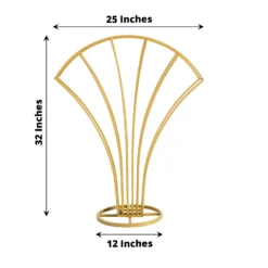 Gold Metal Scalloped Fan Shape Flower Frame Table Centerpiece, Floral Display Stand 32" Tall -Home Decor Promotional Store IRON STND09 32 GOLD 98