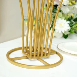 Gold Metal Scalloped Fan Shape Flower Frame Table Centerpiece, Floral Display Stand 32" Tall -Home Decor Promotional Store IRON STND09 32 GOLD D03