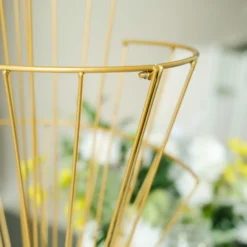 Gold Metal Spiral Shaped Flower Frame Table Centerpiece, Floral Display Stand 28" Tall -Home Decor Promotional Store IRON STND10 28 GOLD D01