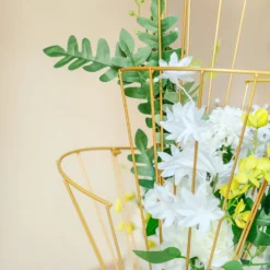 Gold Metal Spiral Shaped Flower Frame Table Centerpiece, Floral Display Stand 28" Tall -Home Decor Promotional Store IRON STND10 28 GOLD D04