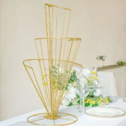 Gold Metal Spiral Shaped Flower Frame Table Centerpiece, Floral Display Stand 28" Tall -Home Decor Promotional Store IRON STND10 28 GOLD 01