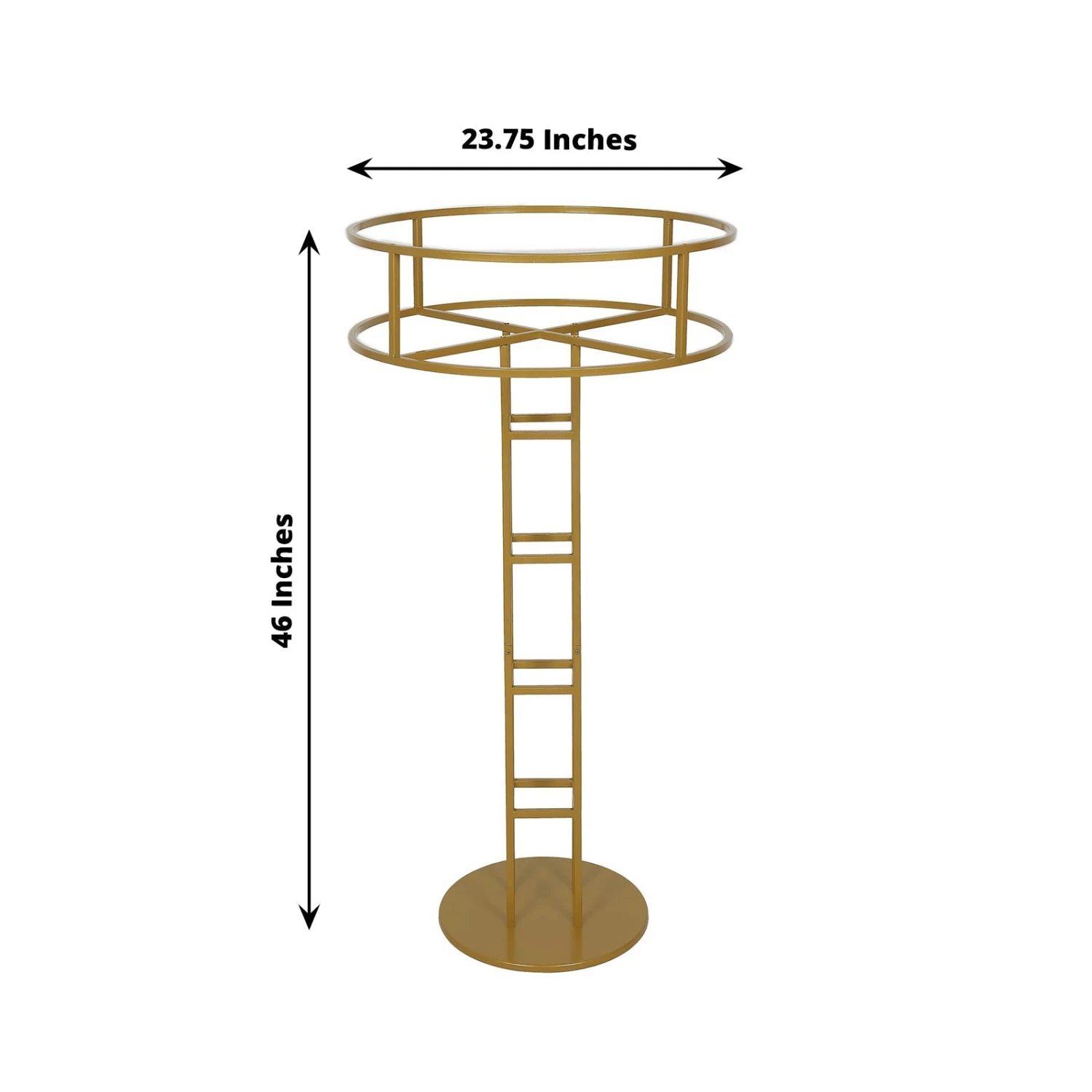 Gold Metal Large Open Frame Floral Riser Centerpiece, Grand Halo Top Flower Display Stand Pedestal 46" Tall 9 Gold Metal Large Open Frame Floral Riser Centerpiece, Grand Halo Top Flower Display Stand Pedestal 46" Tall - Image 9