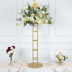 Gold Metal Large Open Frame Floral Riser Centerpiece, Grand Halo Top Flower Display Stand Pedestal 46" Tall 13 Gold Metal Large Open Frame Floral Riser Centerpiece, Grand Halo Top Flower Display Stand Pedestal 46" Tall -Home Decor Promotional Store IRON STND11 46 GOLD D03
