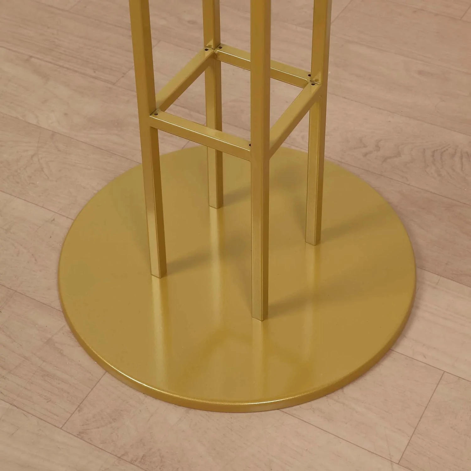 Gold Metal Large Open Frame Floral Riser Centerpiece, Grand Halo Top Flower Display Stand Pedestal 46" Tall 8 Gold Metal Large Open Frame Floral Riser Centerpiece, Grand Halo Top Flower Display Stand Pedestal 46" Tall - Image 8