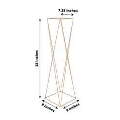 2 Pack | 32" Gold Geometric Crisscross Metal Frame Centerpieces, Open Column Pedestal Flower Stands -Home Decor Promotional Store IRON STND15 32 GOLD 98
