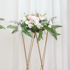2 Pack | 32" Gold Geometric Crisscross Metal Frame Centerpieces, Open Column Pedestal Flower Stands -Home Decor Promotional Store IRON STND15 32 GOLD D03