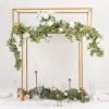 48" Gold Heavy Duty Metal Rectangular Centerpiece Stand, Tall Floral Arrangement Tabletop Display Rack