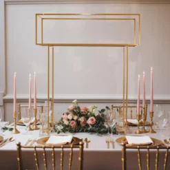 48" Gold Heavy Duty Metal Rectangular Centerpiece Stand, Tall Floral Arrangement Tabletop Display Rack 23 48" Gold Heavy Duty Metal Rectangular Centerpiece Stand, Tall Floral Arrangement Tabletop Display Rack -Home Decor Promotional Store IRON STND16 48 GOLD D04