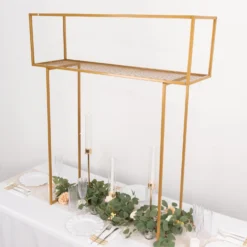 48" Gold Heavy Duty Metal Rectangular Centerpiece Stand, Tall Floral Arrangement Tabletop Display Rack 24 48" Gold Heavy Duty Metal Rectangular Centerpiece Stand, Tall Floral Arrangement Tabletop Display Rack -Home Decor Promotional Store IRON STND16 48 GOLD D05