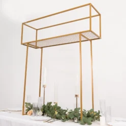 48" Gold Heavy Duty Metal Rectangular Centerpiece Stand, Tall Floral Arrangement Tabletop Display Rack 25 48" Gold Heavy Duty Metal Rectangular Centerpiece Stand, Tall Floral Arrangement Tabletop Display Rack -Home Decor Promotional Store IRON STND16 48 GOLD D06
