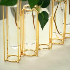 Set Of 5 Conjoined Frame Test Tube Hydroponic Vases, Geometric Table Centerpieces 15" -Home Decor Promotional Store IRON VASE 011 15 GOLD D06.progressive c647d24e 8822 4da2 a076 96147e801e07