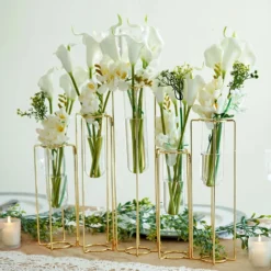 Set Of 5 Conjoined Frame Test Tube Hydroponic Vases, Geometric Table Centerpieces 15" -Home Decor Promotional Store IRON VASE 011 15 GOLD D10.progressive 5b4395a8 9fc9 4c73 8d9c b2ee0af48a83