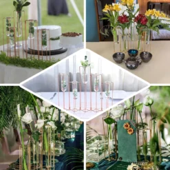 Set Of 5 Conjoined Frame Test Tube Hydroponic Vases, Geometric Table Centerpieces 15" -Home Decor Promotional Store IRON VASE 011 EBC2.progressive ae92c872 7900 4154 8336 48499a34a840