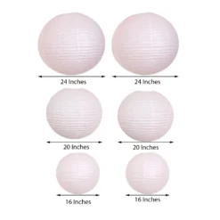 Set Of 6 - Hanging Paper Lanterns, Round Assorted Size - 16", 20", 24" 29 Set Of 6 - Hanging Paper Lanterns, Round Assorted Size - 16", 20", 24" -Home Decor Promotional Store LANT 001 1624 046 98