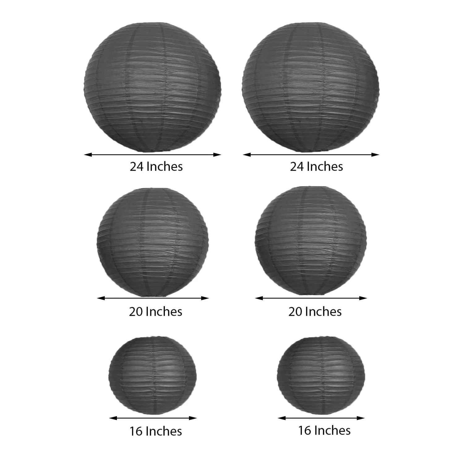 Set Of 6 - Hanging Paper Lanterns, Round Assorted Size - 16", 20", 24" 7 Set Of 6 - Hanging Paper Lanterns, Round Assorted Size - 16", 20", 24" - Image 7