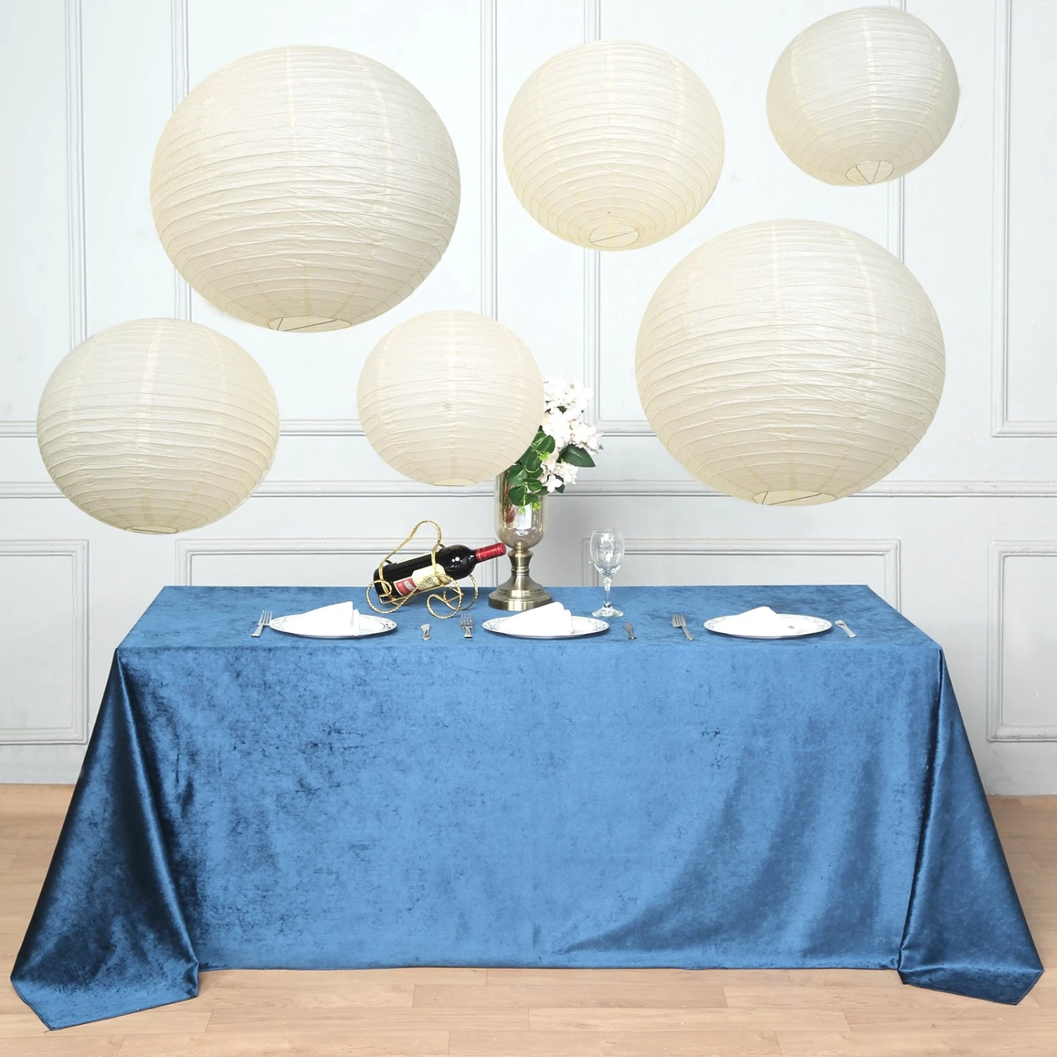 Set Of 6 - Hanging Paper Lanterns, Round Assorted Size - 16", 20", 24" 15 Set Of 6 - Hanging Paper Lanterns, Round Assorted Size - 16", 20", 24" - Image 15