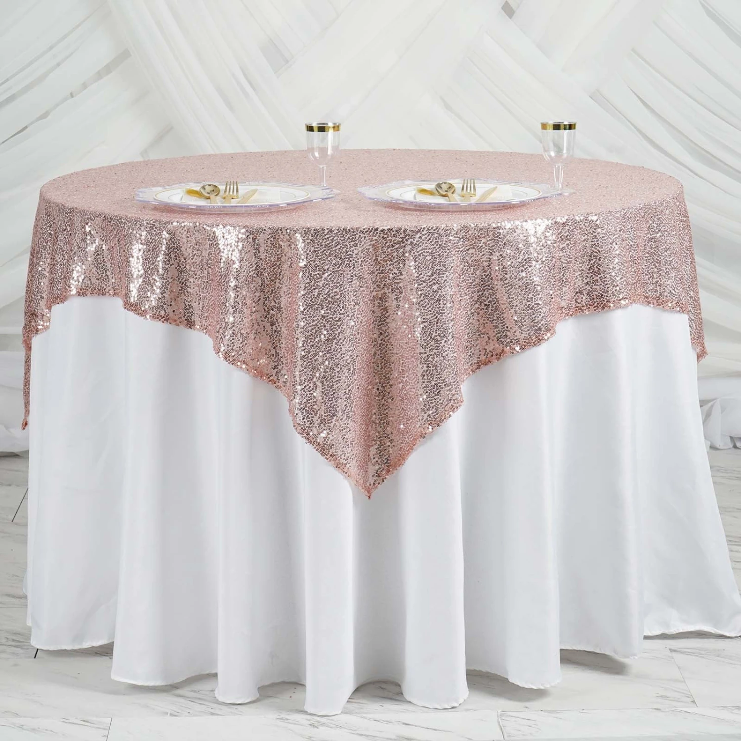 60"x60" Duchess Sequin Tablecloth Overlay, Square Table Overlay 10 60"x60" Duchess Sequin Tablecloth Overlay, Square Table Overlay - Image 10
