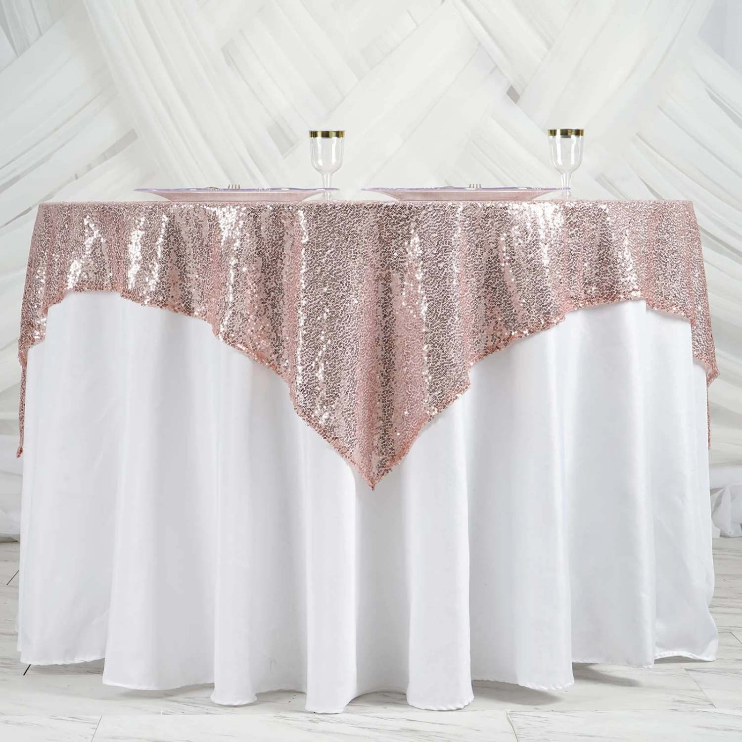 60"x60" Duchess Sequin Tablecloth Overlay, Square Table Overlay 11 60"x60" Duchess Sequin Tablecloth Overlay, Square Table Overlay - Image 11