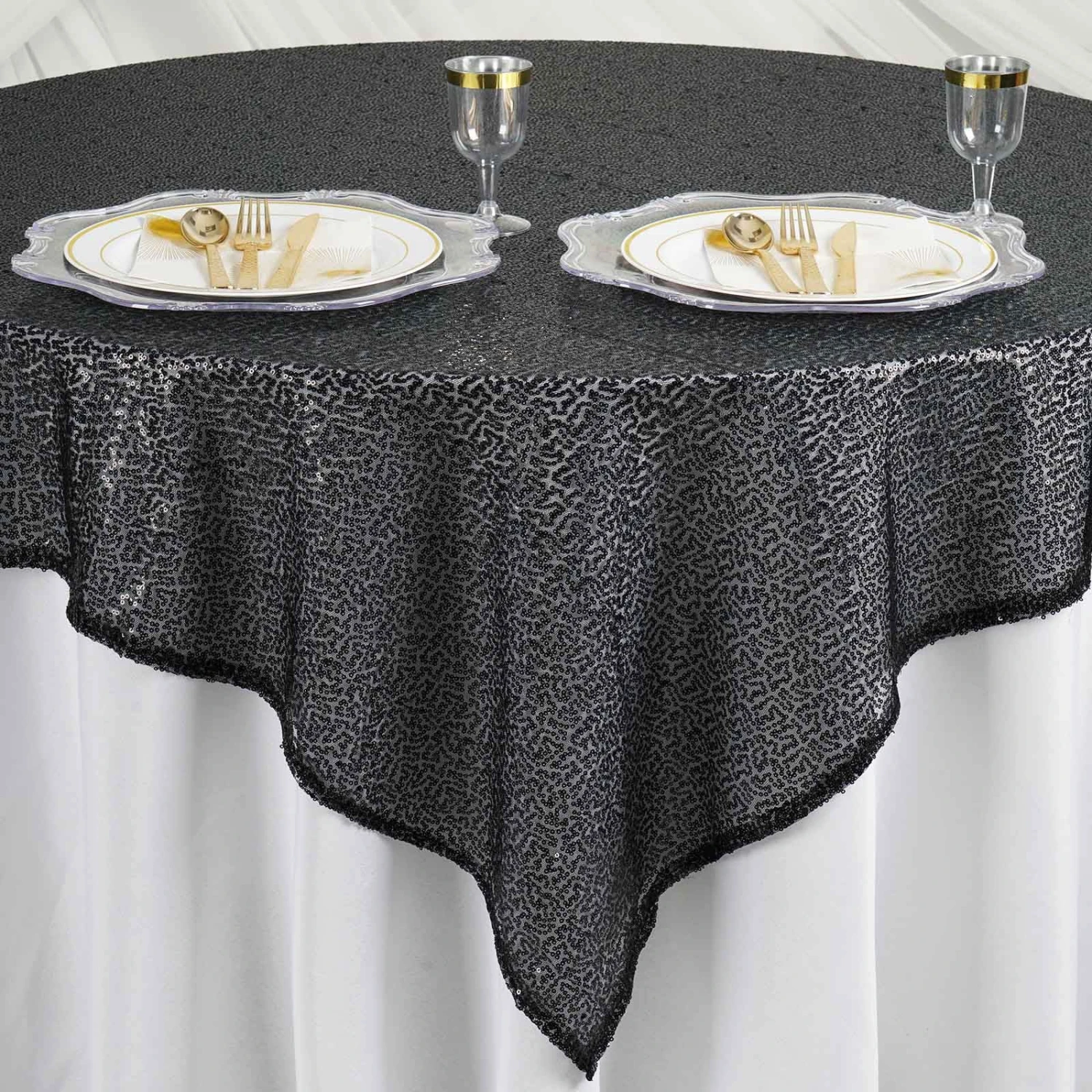 60"x60" Duchess Sequin Tablecloth Overlay, Square Table Overlay 8 60"x60" Duchess Sequin Tablecloth Overlay, Square Table Overlay - Image 8