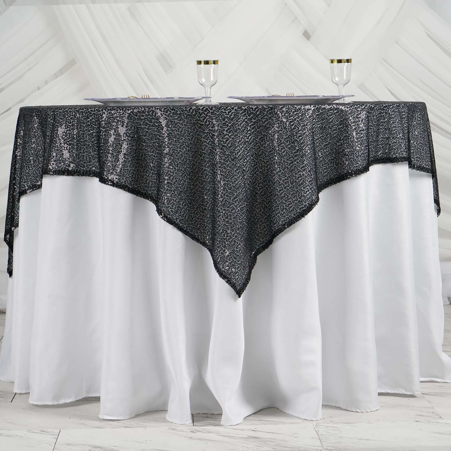 60"x60" Duchess Sequin Tablecloth Overlay, Square Table Overlay 7 60"x60" Duchess Sequin Tablecloth Overlay, Square Table Overlay - Image 7
