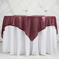 60"x60" Duchess Sequin Tablecloth Overlay, Square Table Overlay 34 60"x60" Duchess Sequin Tablecloth Overlay, Square Table Overlay -Home Decor Promotional Store LAY60 02 BURG D15
