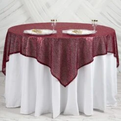 60"x60" Duchess Sequin Tablecloth Overlay, Square Table Overlay 33 60"x60" Duchess Sequin Tablecloth Overlay, Square Table Overlay -Home Decor Promotional Store LAY60 02 BURG D16 e730a956 92c7 487c b9bb 3b5e194828f2