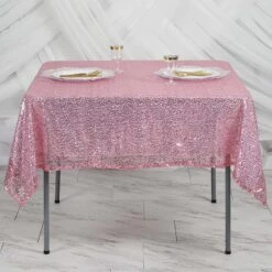 60"x60" Duchess Sequin Tablecloth Overlay, Square Table Overlay 24 60"x60" Duchess Sequin Tablecloth Overlay, Square Table Overlay -Home Decor Promotional Store LAY60 02 PINK D03.progressive 09032d8e abe6 40f8 bad3 b81289feea4f