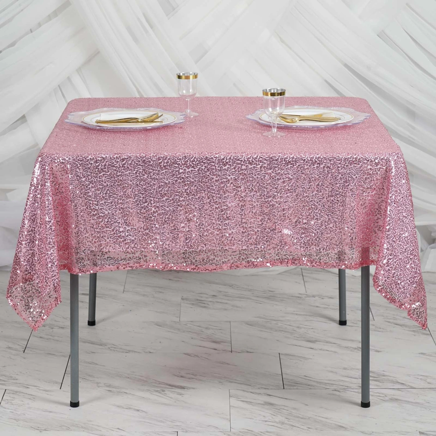 60"x60" Duchess Sequin Tablecloth Overlay, Square Table Overlay 5 60"x60" Duchess Sequin Tablecloth Overlay, Square Table Overlay - Image 5