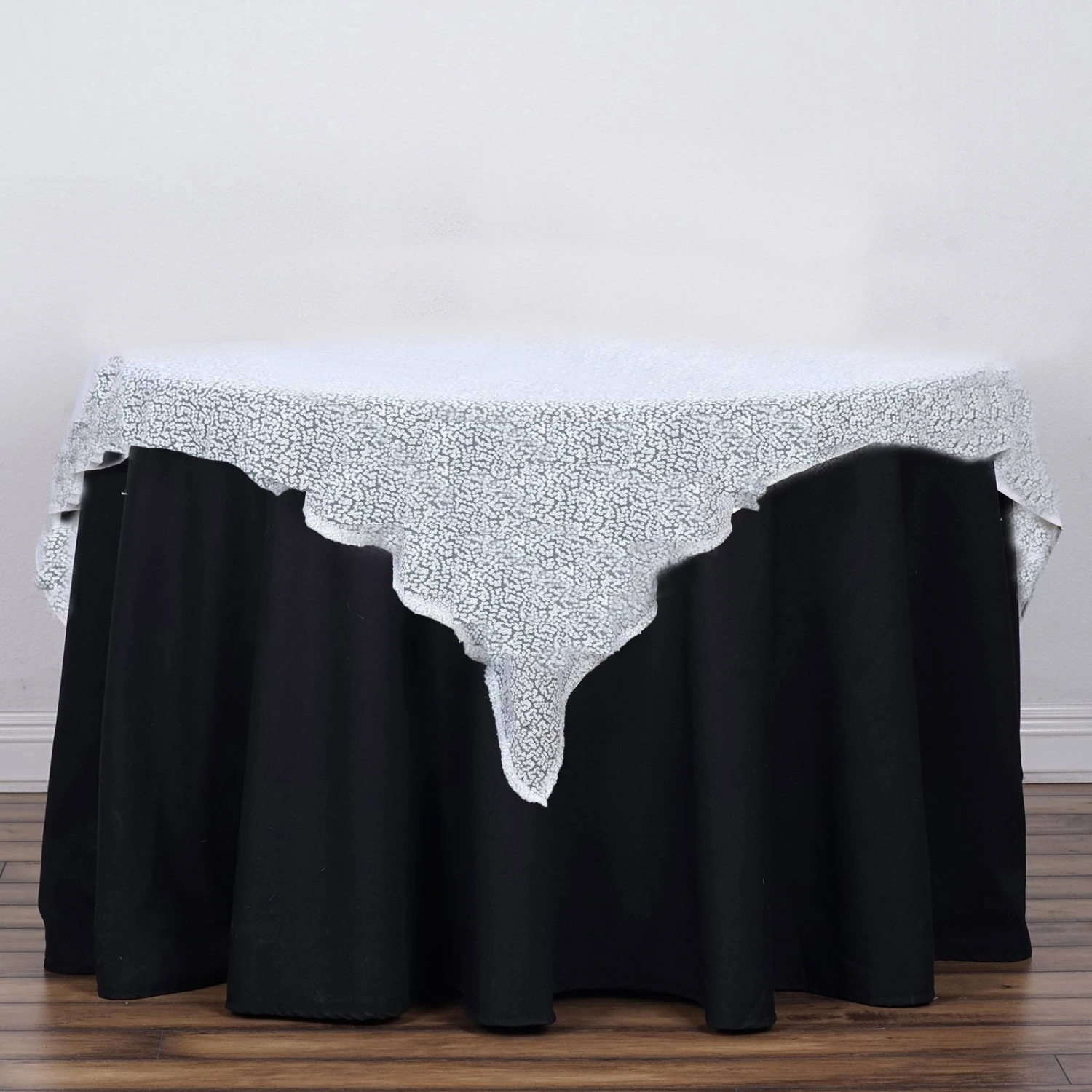60"x60" Duchess Sequin Tablecloth Overlay, Square Table Overlay 4 60"x60" Duchess Sequin Tablecloth Overlay, Square Table Overlay - Image 4