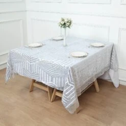 72" Square Diamond Glitz Sequin Table Overlay Topper 22 72" Square Diamond Glitz Sequin Table Overlay Topper -Home Decor Promotional Store LAY72 02G SILV D02