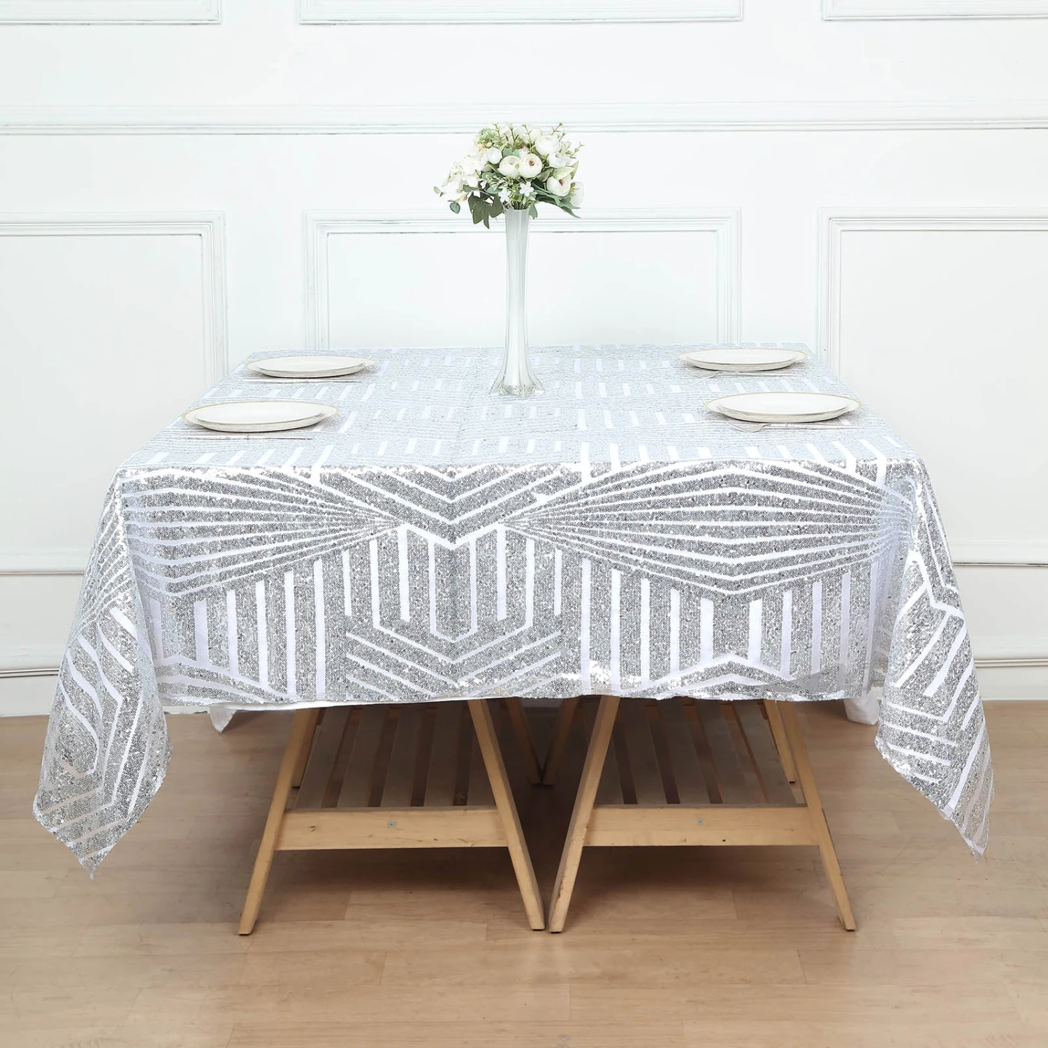 72" Square Diamond Glitz Sequin Table Overlay Topper 19 72" Square Diamond Glitz Sequin Table Overlay Topper - Image 19