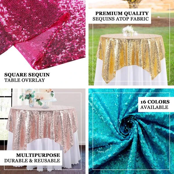 72" X 72" Sequin Square Overlay 2 72" X 72" Sequin Square Overlay - Image 2