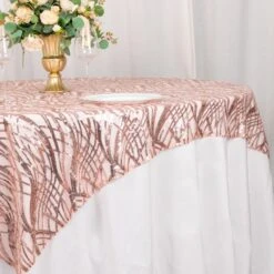 Wave Mesh Square Table Overlay With Embroidered Sequins 72"x72" -Home Decor Promotional Store LAY72 02 WAVE 046 D01