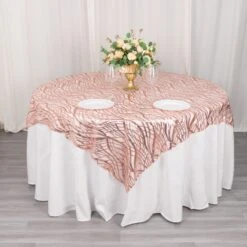 Wave Mesh Square Table Overlay With Embroidered Sequins 72"x72" -Home Decor Promotional Store LAY72 02 WAVE 046 01