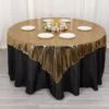Shiny Black Gold Foil Polyester Table Overlay Disco Mirror Ball Theme, Linen Table Topper - 72"x72"