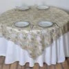 72"x72" Satin Sequin Floral Embroidered Lace Table Overlay