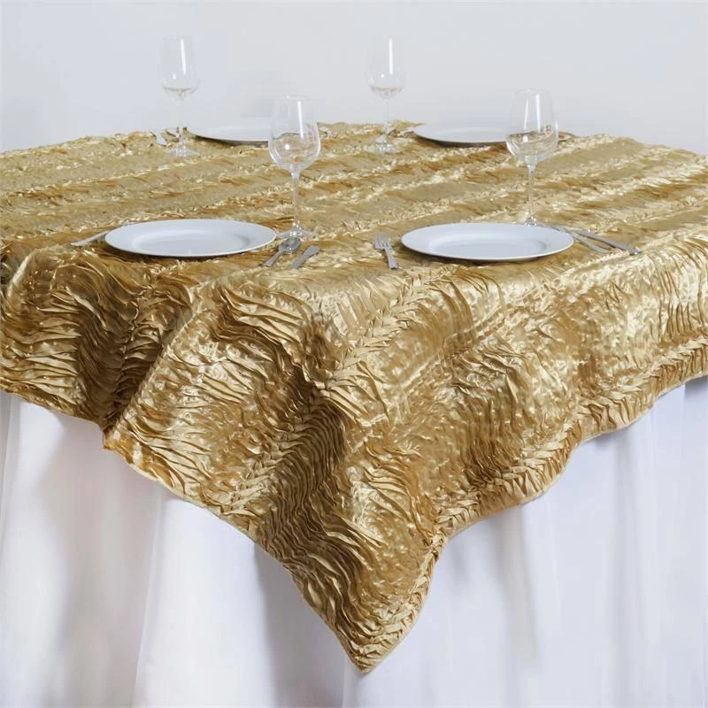 72" Crushed Satin Wavy Square Overlay - Table Linens Decor 4 72" Crushed Satin Wavy Square Overlay - Table Linens Decor - Image 4