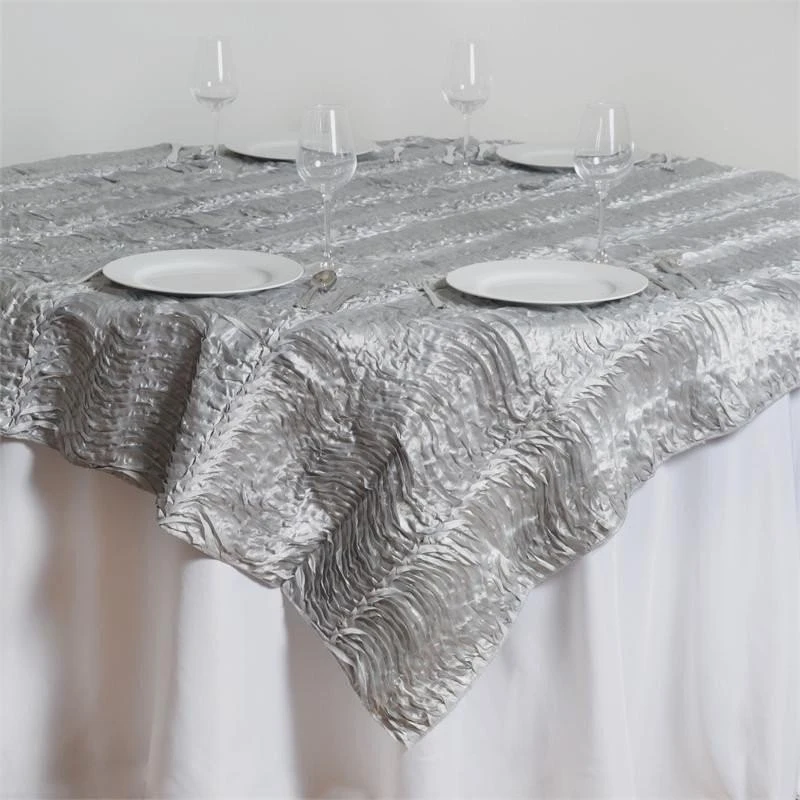 72" Crushed Satin Wavy Square Overlay - Table Linens Decor 1 72" Crushed Satin Wavy Square Overlay - Table Linens Decor