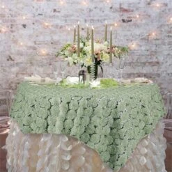 72" X 72" Satin Blossoms And Sequins On Lace Net Square Overlay -Home Decor Promotional Store LAY72 31 020 01XL